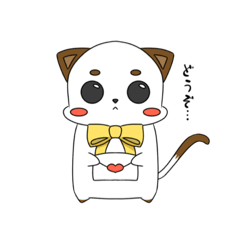 リボンを着けたネコ