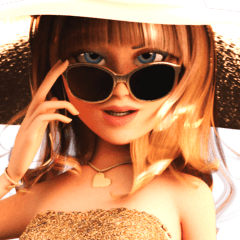 大きな帽子美女