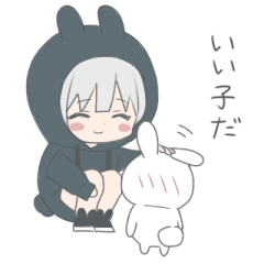 パーカーの女の子(銀髪)ミニキャラ