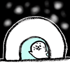 冬の筆ペンアザラシ