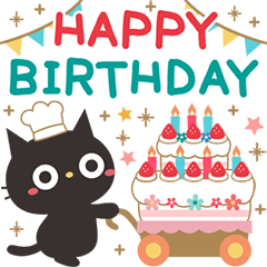 飛び出す！黒ねこのかわいい誕生日*お祝い
