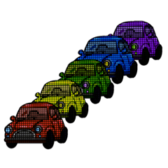 青い車が変化します。