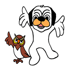 Little Bull dog & Owl Owl Best friends 2