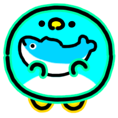 動くペンギンのスタンプ（ネオン）