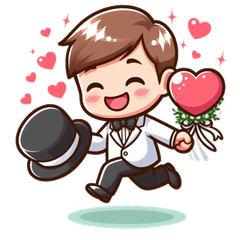 可愛い新郎カートゥーンステッカーで結婚式