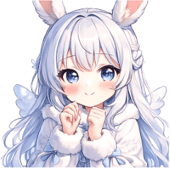 動いて可愛い♪雪ウサギ天使スタンプ