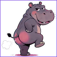 大きなお尻のカバ（テキストなし）