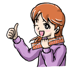 そろばん女子とクマのかわいいスタンプ