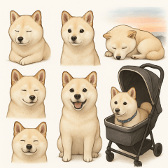 白い柴犬こむパの癒しスタンプ