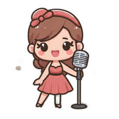 かわいい歌手のカートゥーンスタンプ 音楽