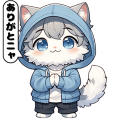 白猫のあいさつスタンプ