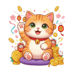 Orange Lucky Cat: Feline Fortune
