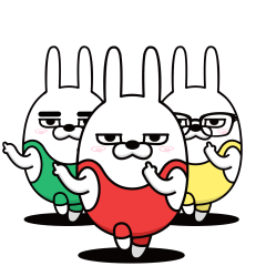 動く 三色擦れうさぎ