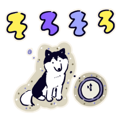 ハスキー のカラフル縁取り版スタンプ