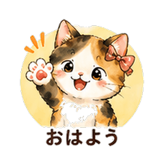 水彩ミケ猫カノジョ 恋人スタンプ