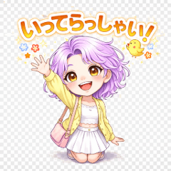 陽気で楽しい女性のスタンプ