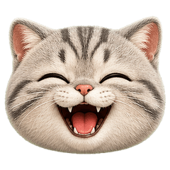 Laughing Gray Tabby Cat Emoji 57