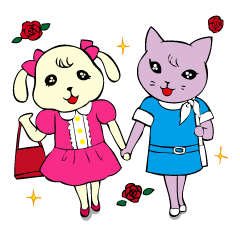 ワン子とミー子の　なかよしスタンプ