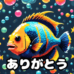 40表情エンゼルフィッシュスタンプ