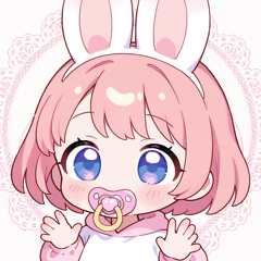 ピンクうさぎ×赤ちゃんスタンプ
