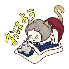 ねこ娘ちゃんとネズズのスタンプ