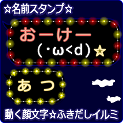 動く顔文字「あつ」の☆ふきだしイルミ