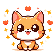 かわいいオレンジ猫のカートゥーンステッカ