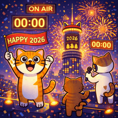 Captain, Puff, and Cha's  New Year Party