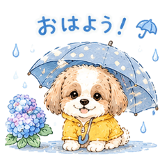 わんちゃん大集合スタンプ3 雨の日
