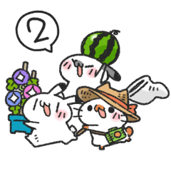 ゆるうさ達の夏のスタンプ2