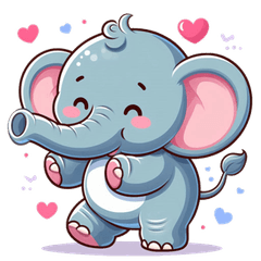 かわいいゾウさんのスタンプ