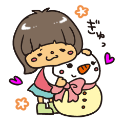 ゆきだるまと女の子
