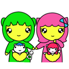 しあわせ運ぶてるてるサクサンボとよぴはぴ