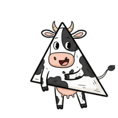 お茶目な三角の牛