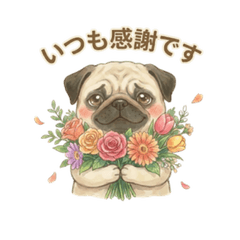 もちぷにパグのモカ(水彩)