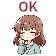 毎日使える　ゆるかわ女子スタンプ1