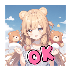 可愛い少女と小熊