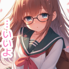 眼鏡を掛けた女の子スタンプ