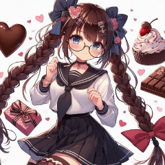 三つ編みの女の子スタンプ(バレンタイン)