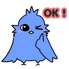 元気な青い鳥のスタンプ