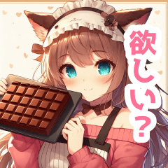 エプロンを着た猫耳女子スタンプ