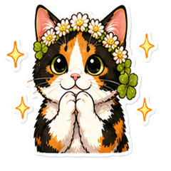 三毛猫の日常スタンプ（クローバー）