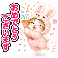 飛び出す♪きぐるみ猫のスタンプ(敬語)