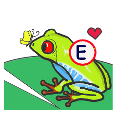 カエルのグリーニー、英語のお返事スタンプ