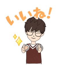 天パメガネのスタンプ