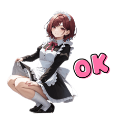 レッドショートメイドガール