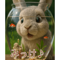 ふわふわウサギの顔