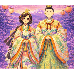 近衛風の衣装をまとった、