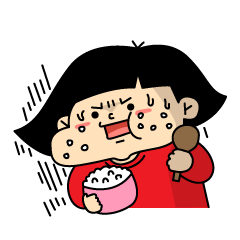 食事を優先するおかっぱさん