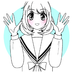 塗り絵風かわいい女子高生萌え